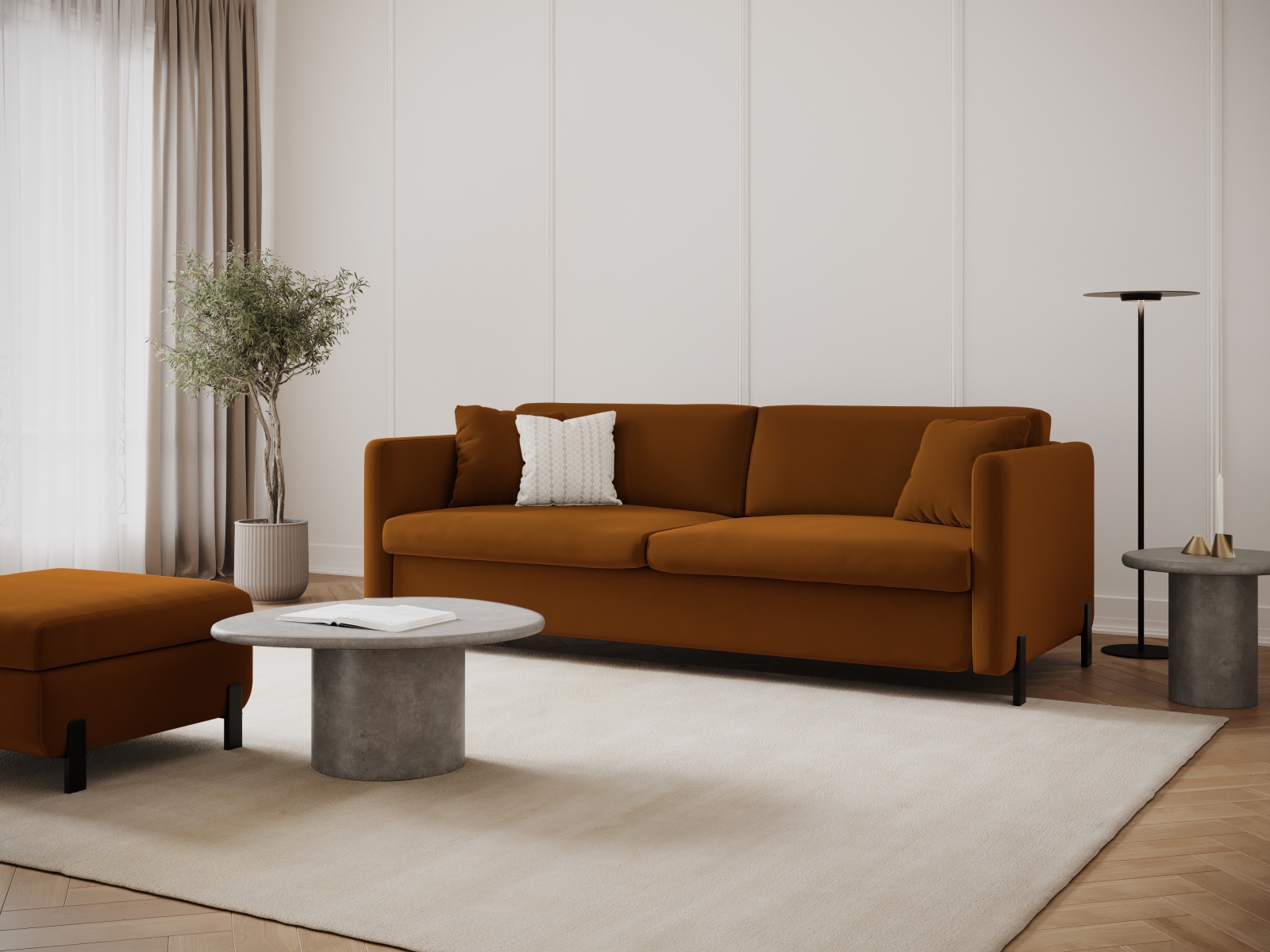 Micadoni Schlafsofa Gloria 2-Sitzer Samt Braun 205x140