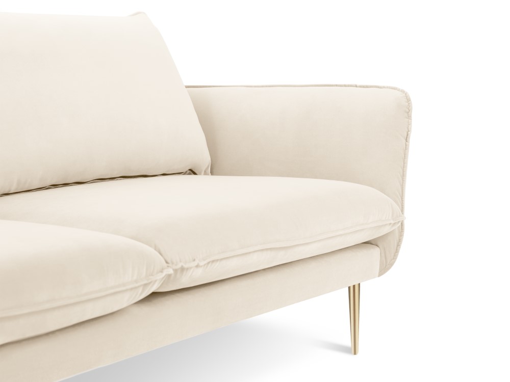 Cosmopolitan Design Sofa Vienna 3-Sitzer Samt Bluvel Helles Beige Beine Gold