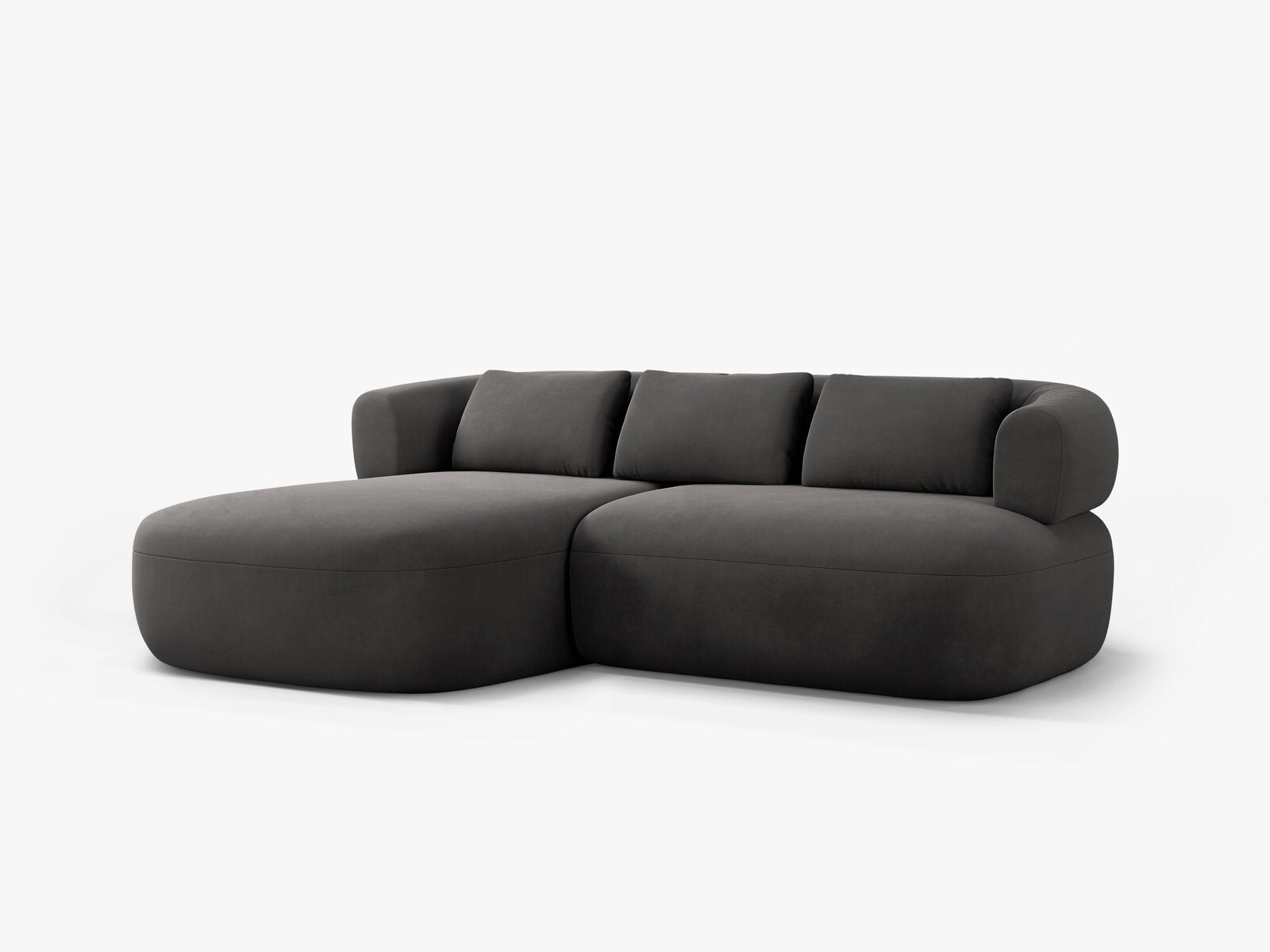 Micadoni 5-Sitzer Ecksofa Jenny Kleine Version Links Samt Salvador Dunkelgrau
