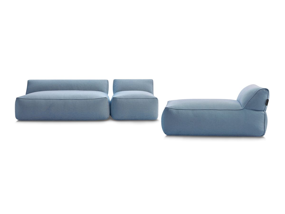 Bobochic Riviera Gartensofa 4-Sitzer Melange-Stoff Dunkelblau