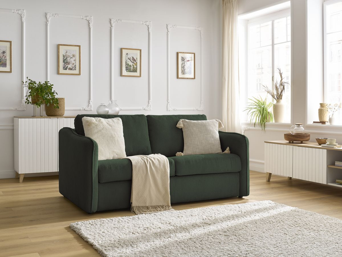 Bobochic Lenny Schlafsofa 3-Sitzer Cordsamt Grün