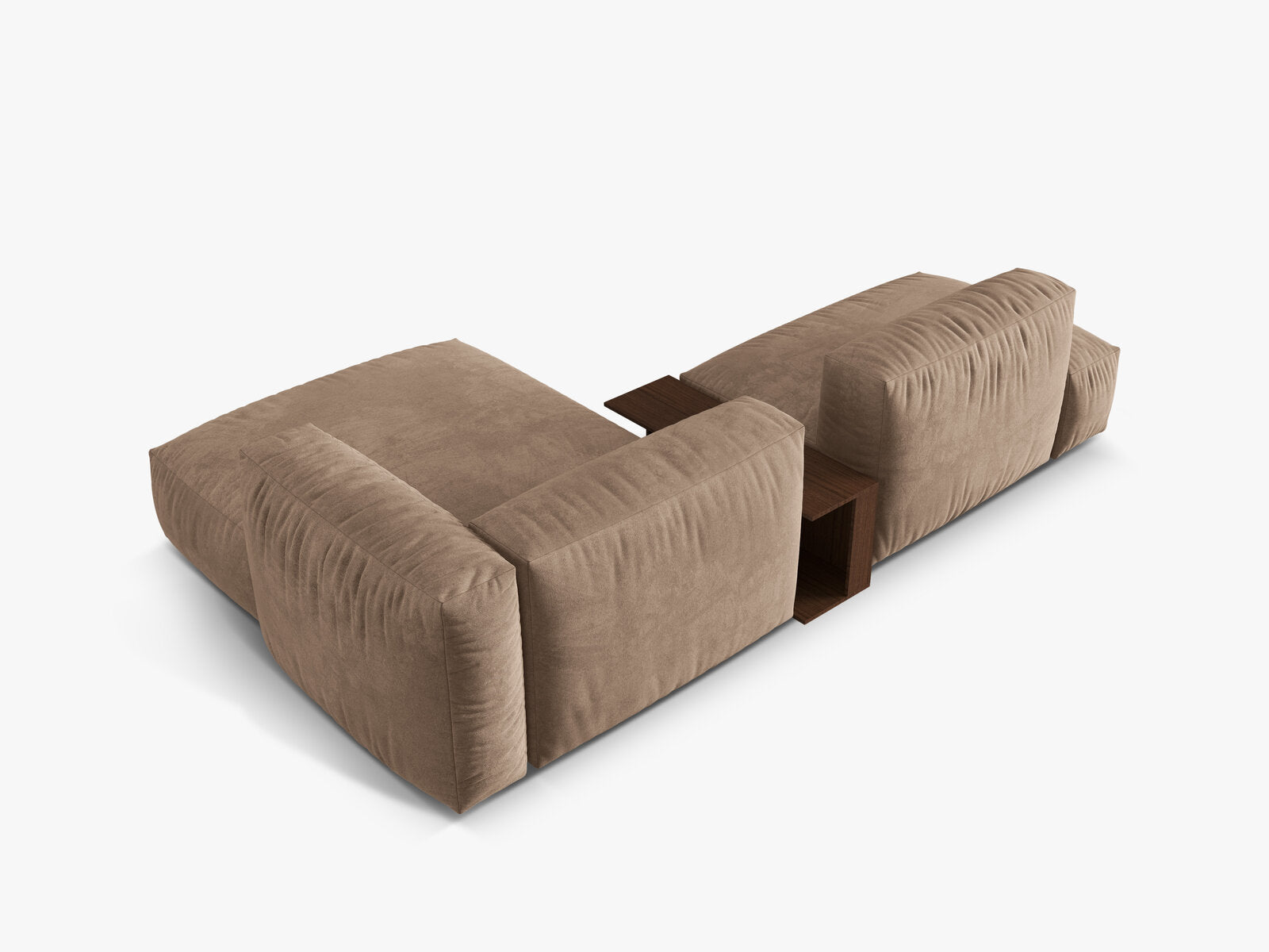 Micadoni Ecksofa Martina 2-Sitzer mit Couchtisch Rechts Samt Dunkelbeige