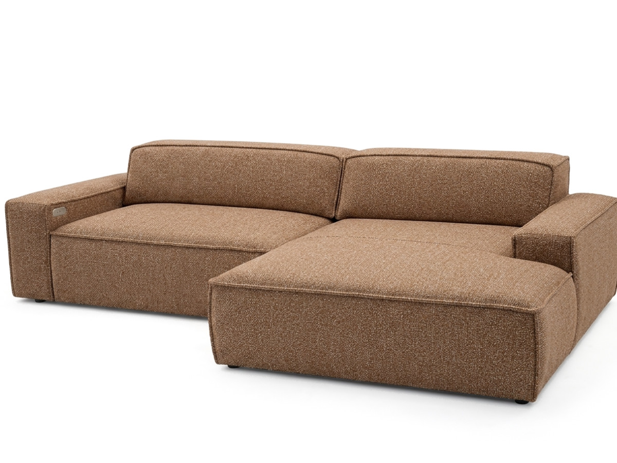 Bobochic Abel Ecksofa mit Schlaffunktion Melange-Stoff Orange Ecke rechts
