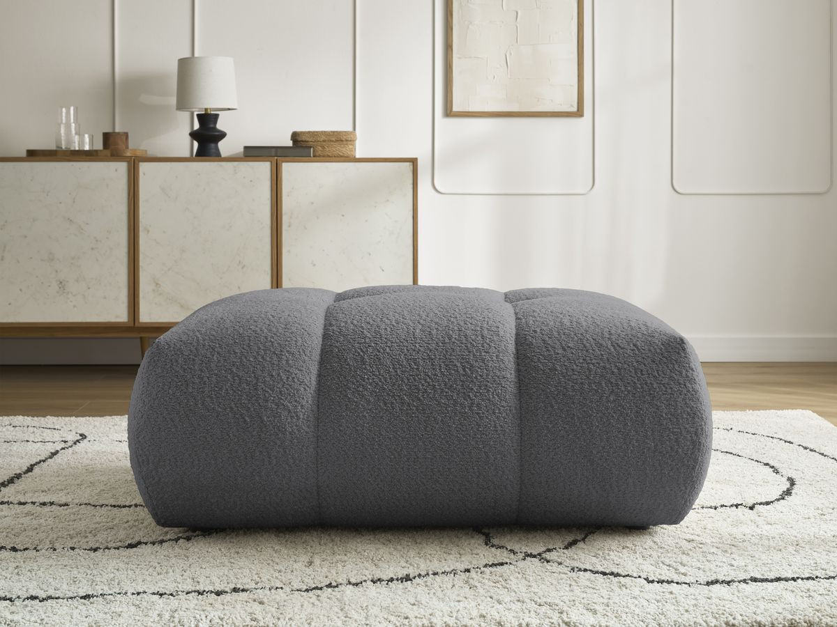 Bobochic Fuji Pouf Bouclé-Stoff Dunkelgrau