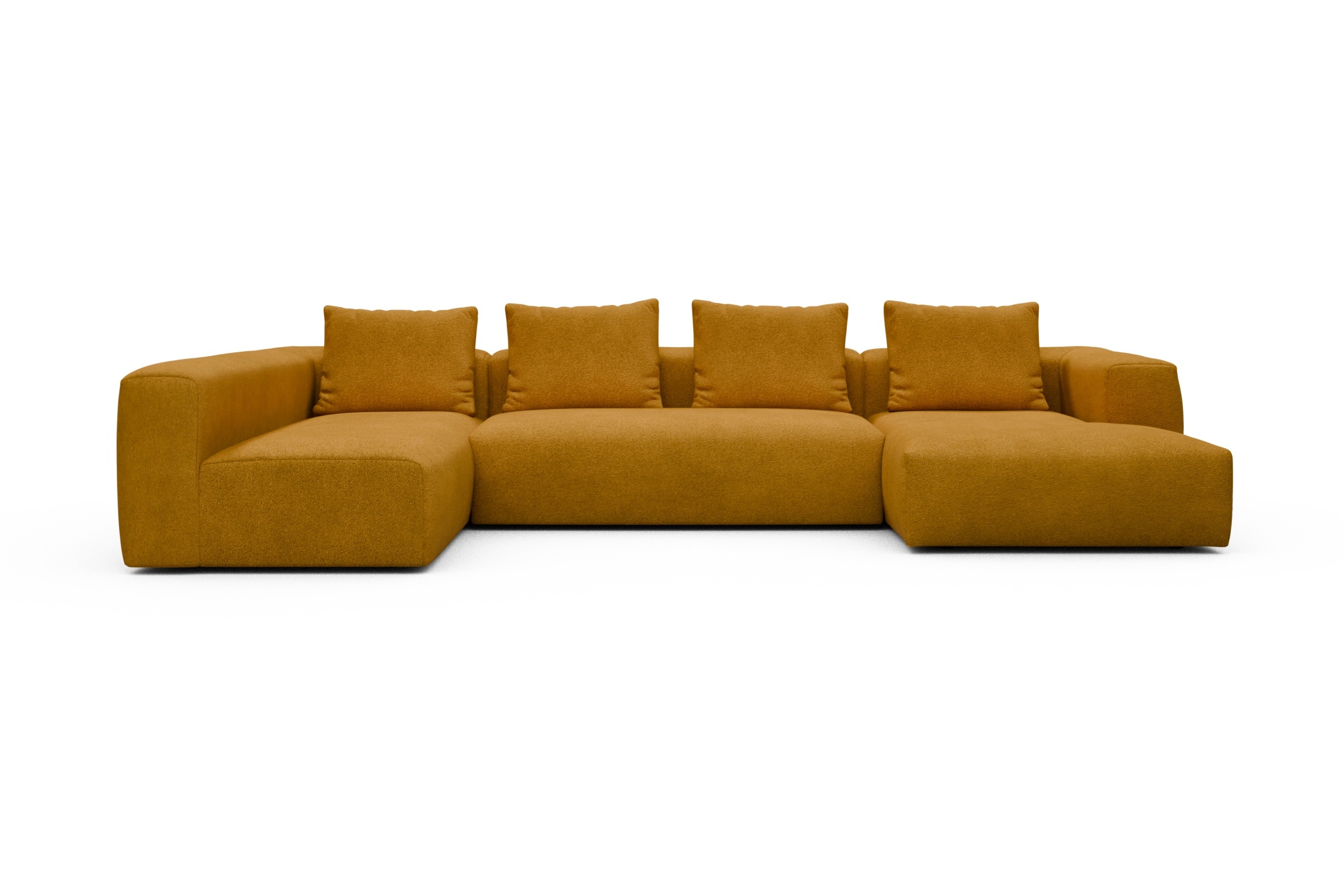 Skandi Home Wohnlandschaft Fred Chaiselongue rechts mit 2-Sitzer und lange Armlehne links Boucle-Ochre moebelfaktor