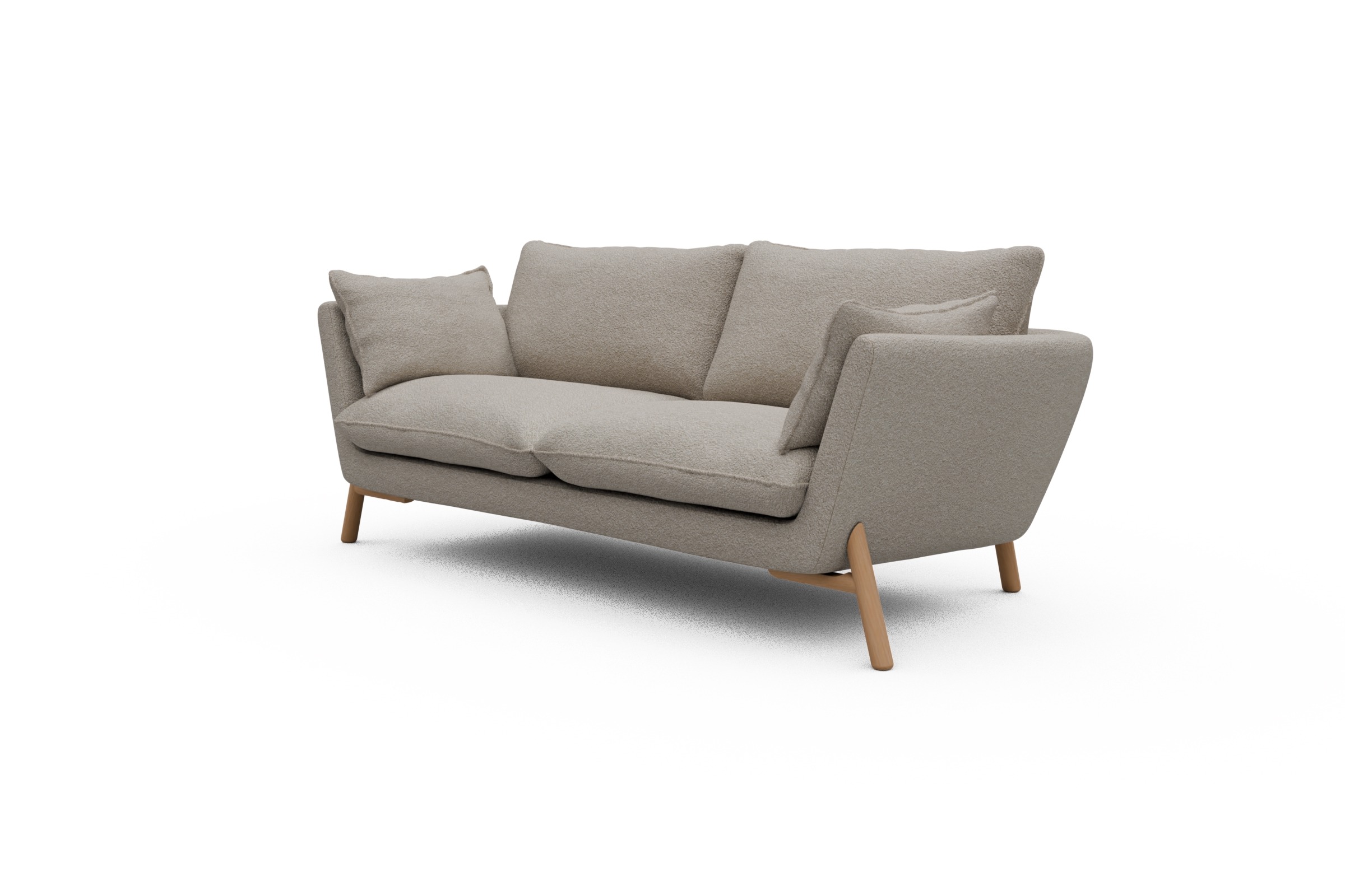 Sofa Emil 2-Sitzer Beinfarbe Eiche Natur Aivi-Lace-Beige