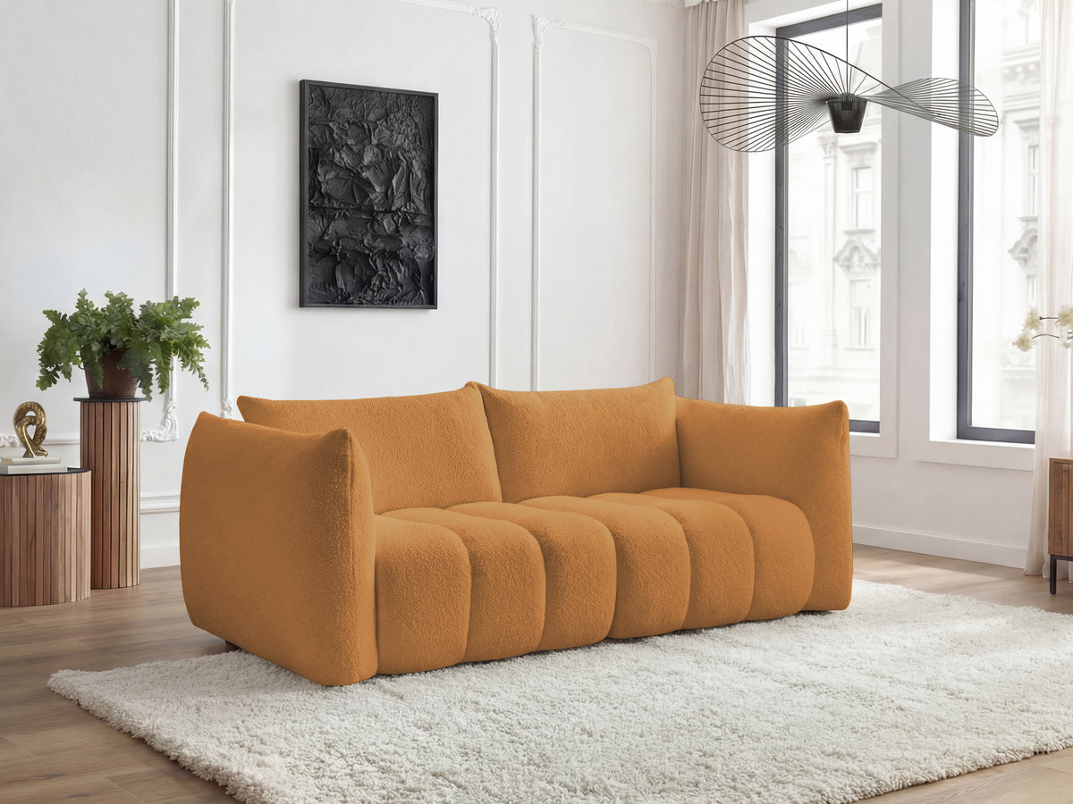 Bobochic Azra Sofa 3-Sitzer Bouclé-Stoff Gelb