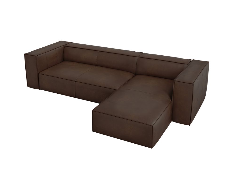 Cosmopolitan Design Ecksofa Turin 5-Sitzer Leder Granada Dunkelbraun Rechts