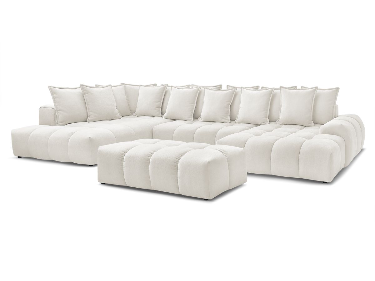 Bobochic Everest Wohnlandschaft mit Pouf, 14 Kissen Strukturstoff Weiß Ecke rechts