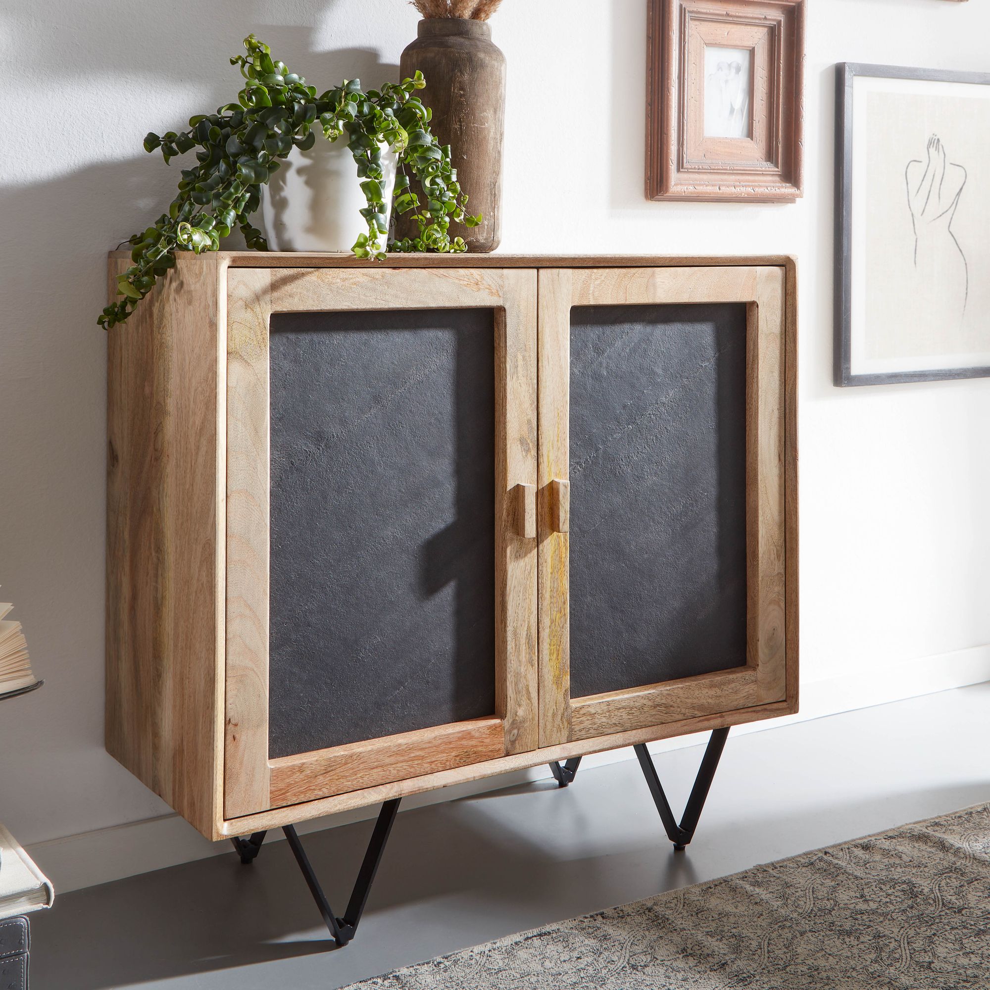 Sideboard Selvogur Mango Massivholz 80 × 35 × 75 cm