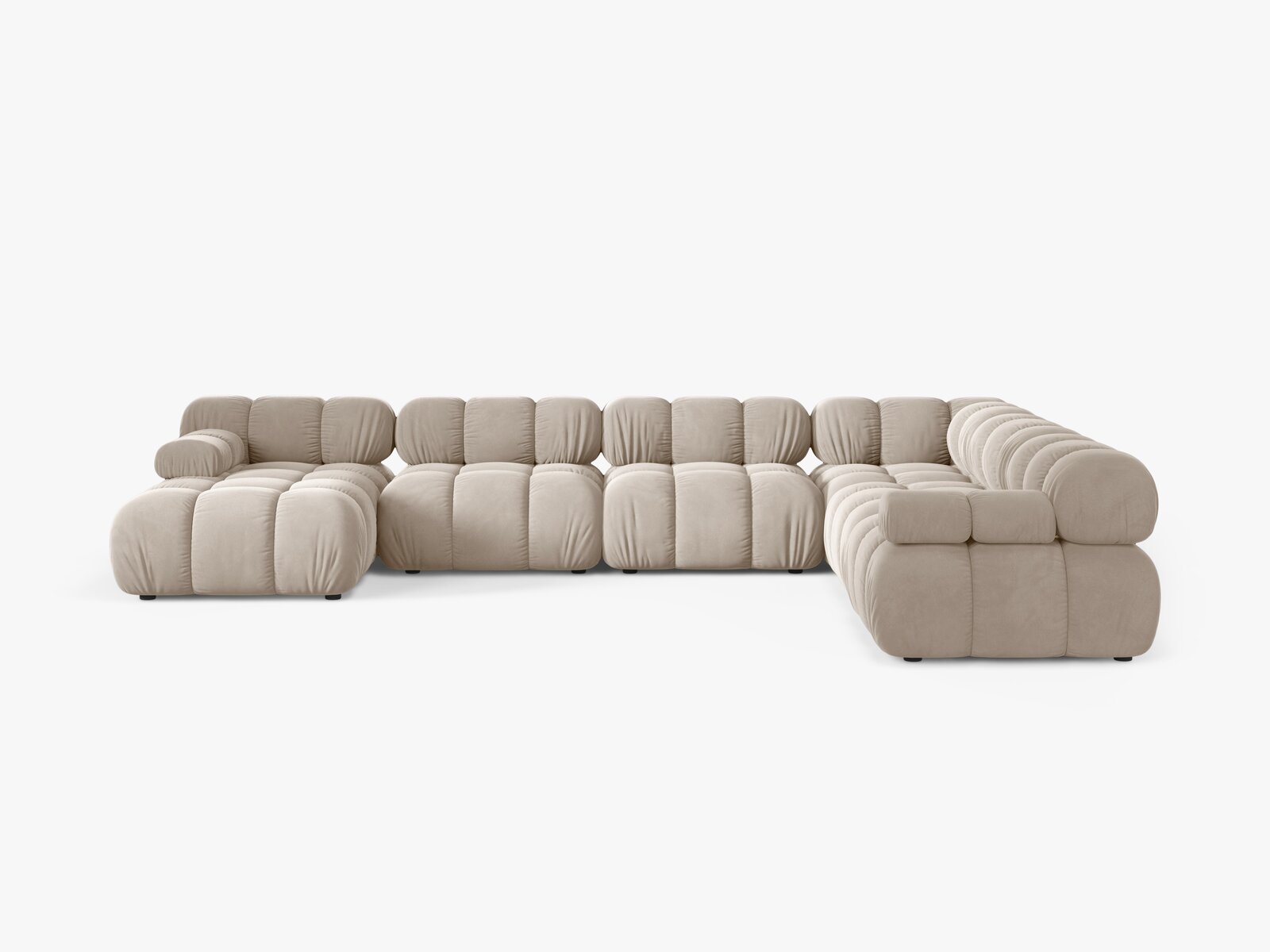 Micadoni Modulares Panorama Ecksofa Bellis 8-Sitzer Rechts Samt Bluvel Dunkelbeige