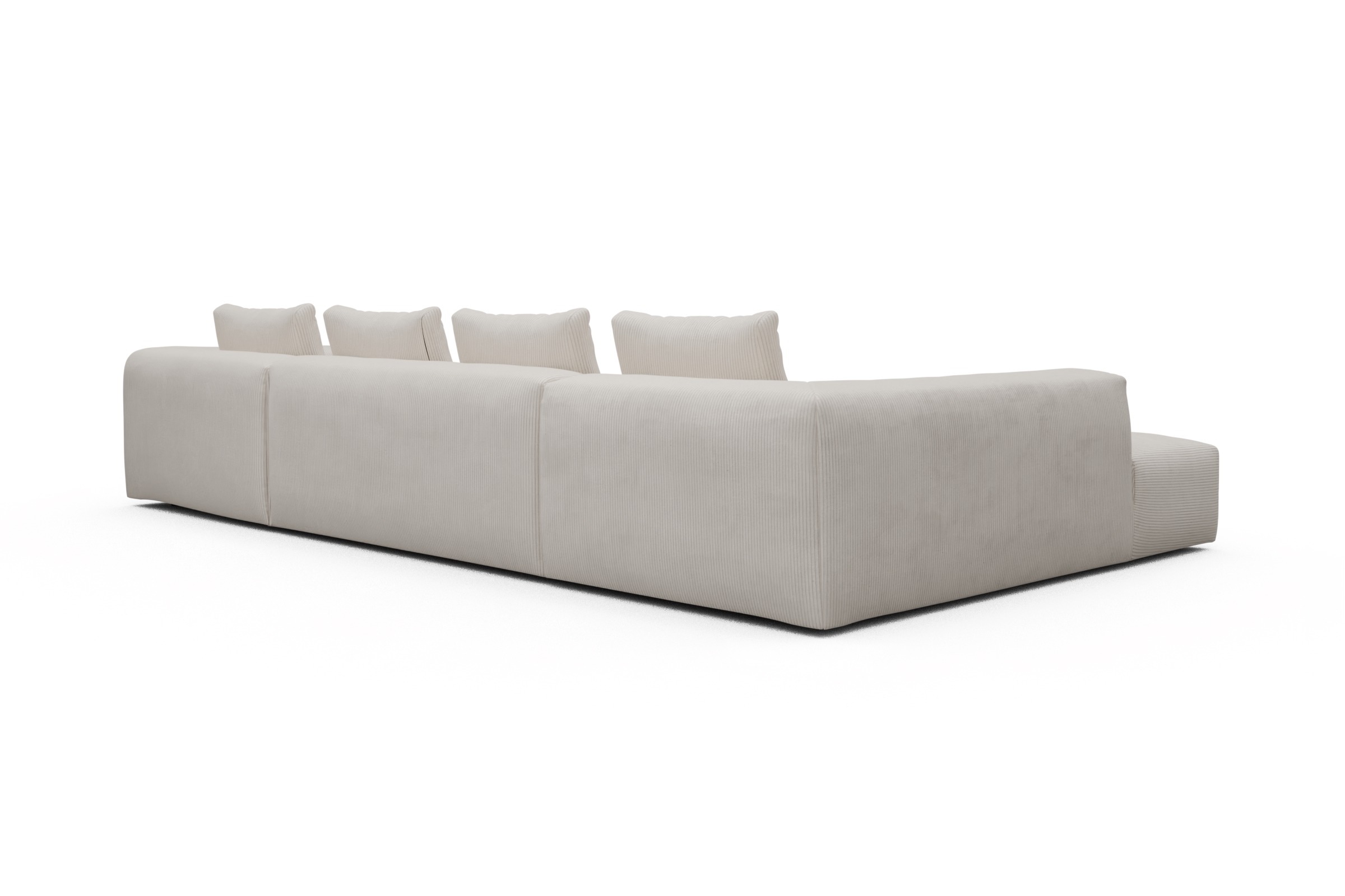 Wohnlandschaft Fred Relax-Ecke links mit 2-Sitzer und Chaiselongue rechts Corduroy-Ivory