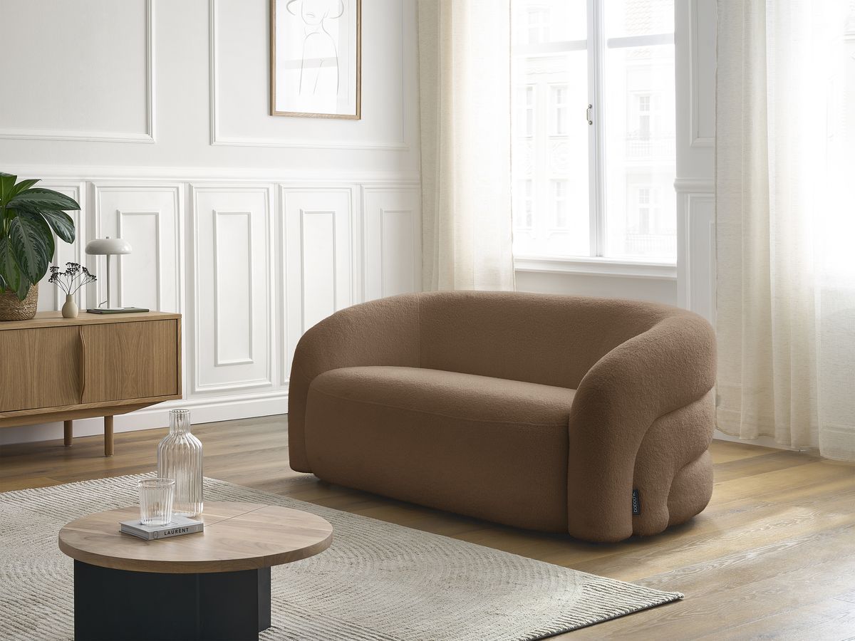 Bobochic Elina Sofa 2-Sitzer Bouclé-Stoff Braun
