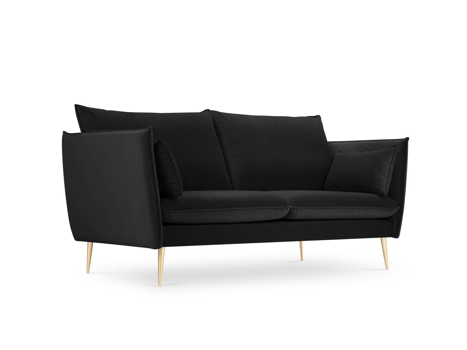 2-Sitzer Velvet Sofa Agate | Bezug Black | Beinfarbe Gold Metal