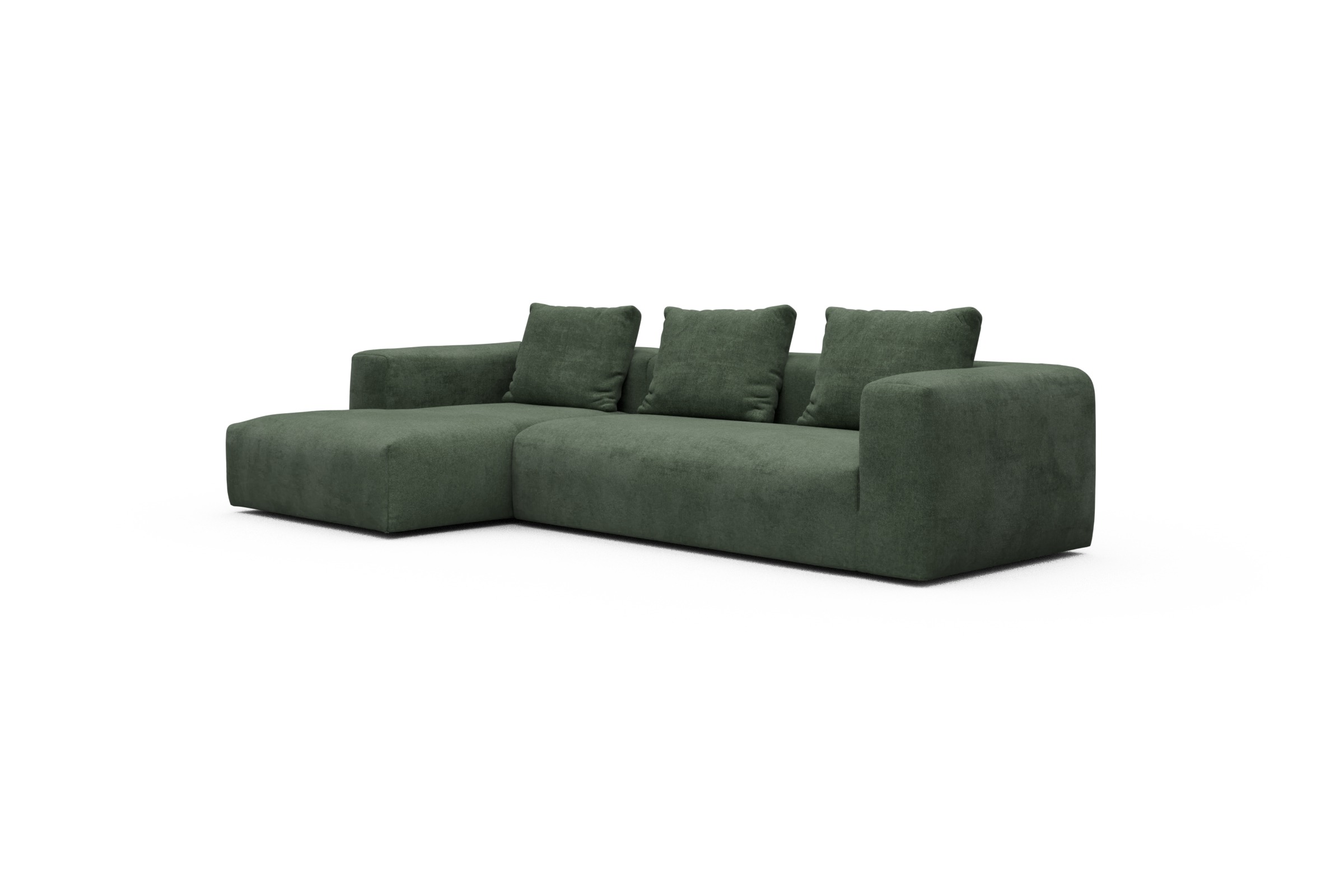 Ecksofa Fred Chaiselongue links mit 2,5-Sitzer Casone-Forest-Green