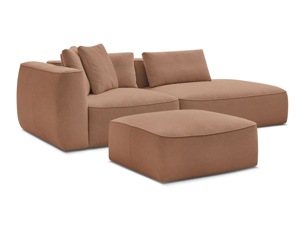 Bobochic Leopold Sofa 4-Sitzer mit Pouf Melange-Stoff Orange Armlehne links