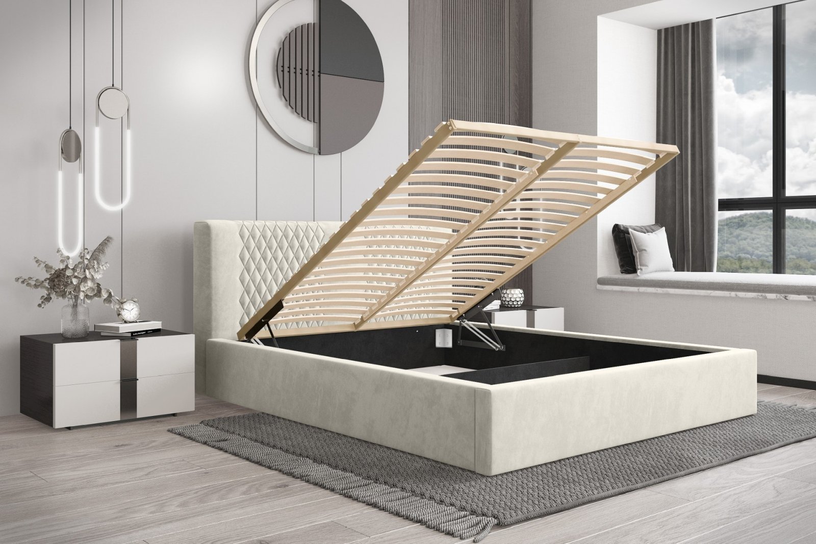 Polsterbett Orio Chenille 140x200 mit Holzrahmen Ditra-New 01