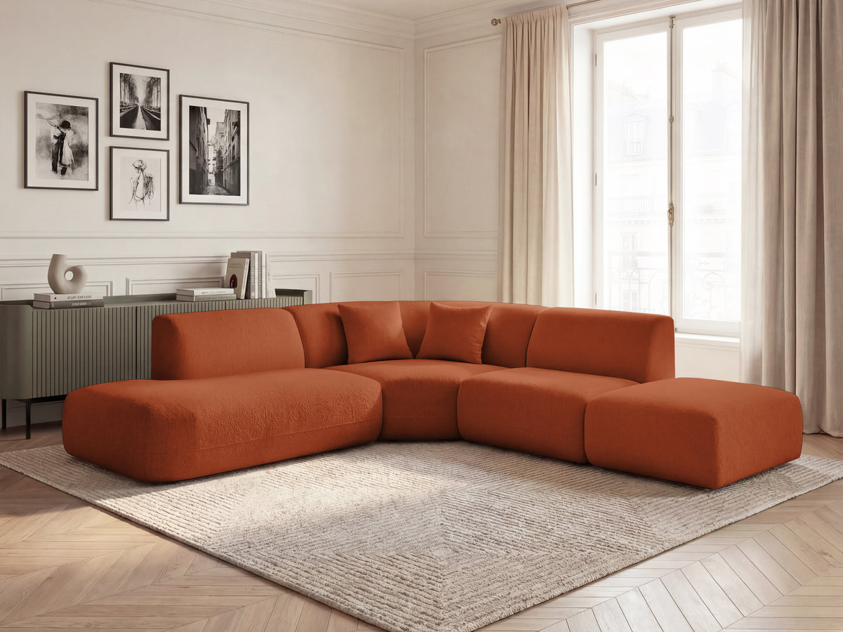 Bobochic Anda Ecksofa 279 × 264 cm Chenille Orange Ecke links