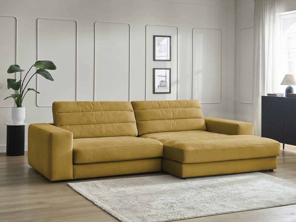 Bobochic Sierra Ecksofa Samt Gelb Ecke rechts