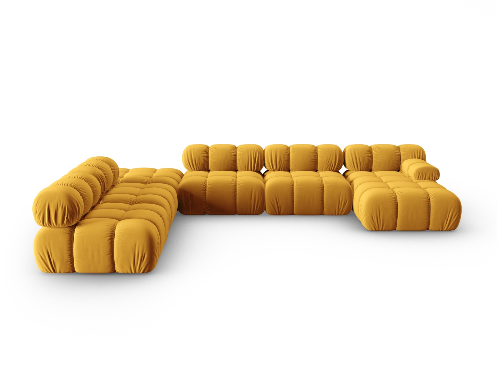 Micadoni Modulares Panorama Ecksofa Bellis 7-Sitzer Links Samt Bluvel Gelb