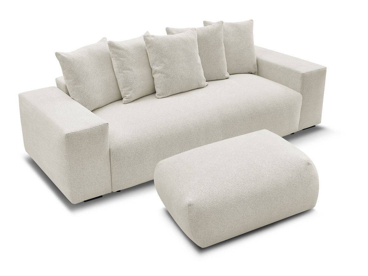 Bobochic Voltaire Sofa 4-Sitzer mit Pouf 280 × 124 cm Melange-Stoff Weiß