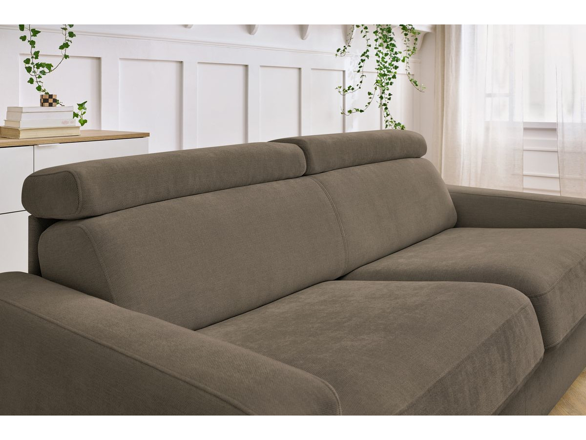 Bobochic Monaco Schlafsofa 3-Sitzer Stoff Braun, Liegefläche 140 × 190 cm