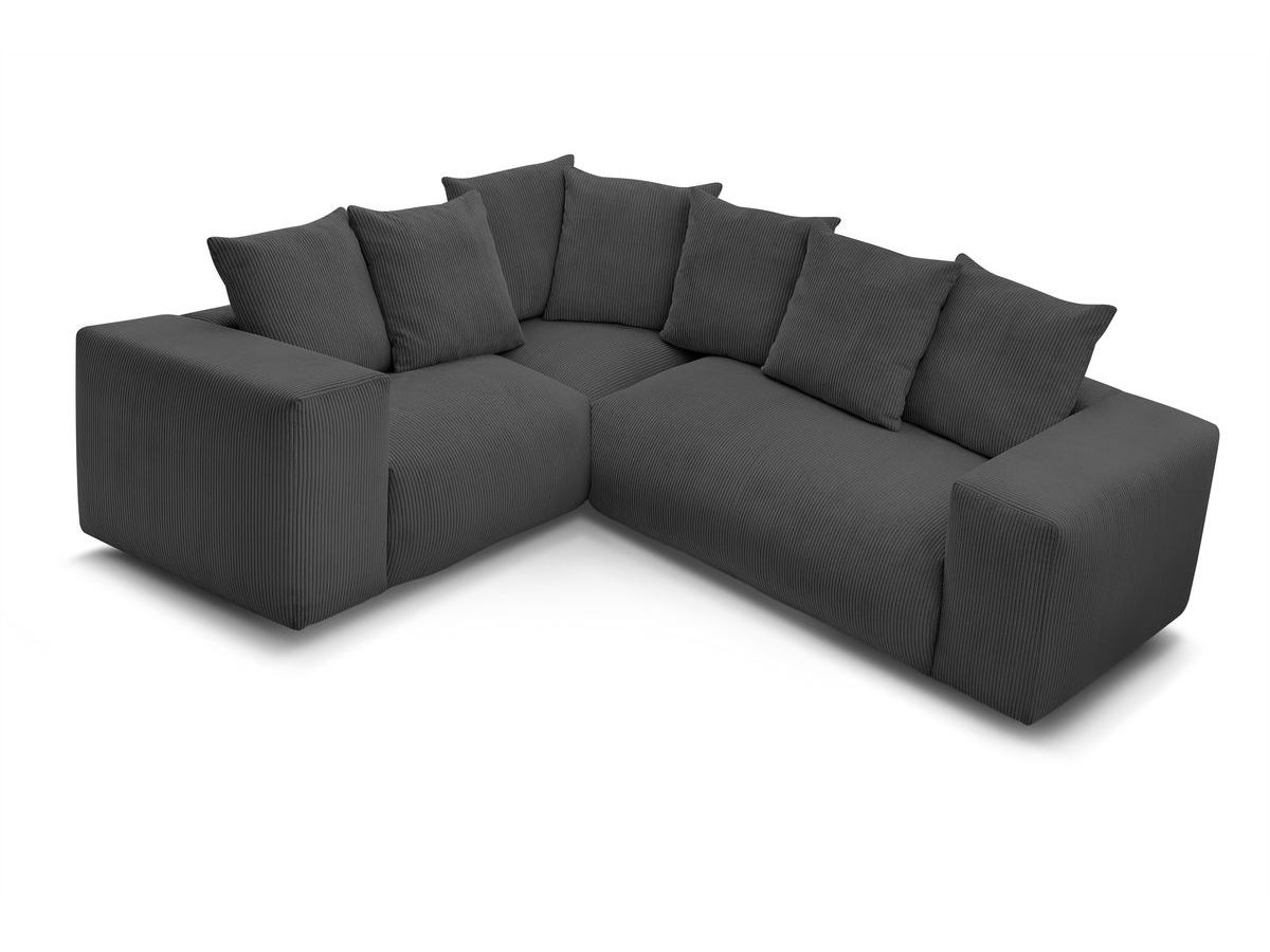 Bobochic Voltaire Ecksofa 268 × 214 cm Cordsamt Dunkelgrau Ecke links