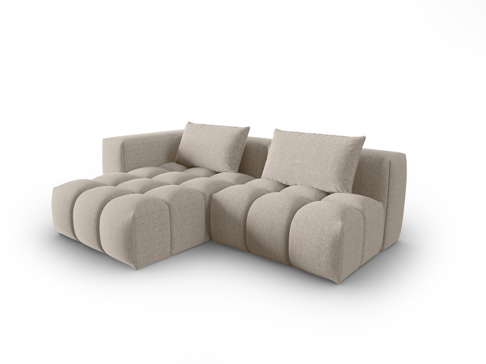 Cosmopolitan Design Ecksofa Verona 3-Sitzer offen Strukturierter Stoff Sorella Sand Links