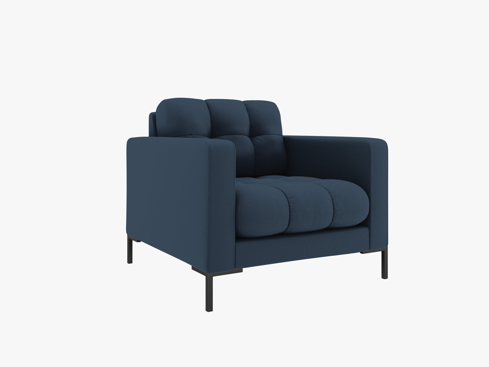 Micadoni Sessel Mamaia 1-Sitzer Strukturierter Stoff Neve Blau schwarze Beine