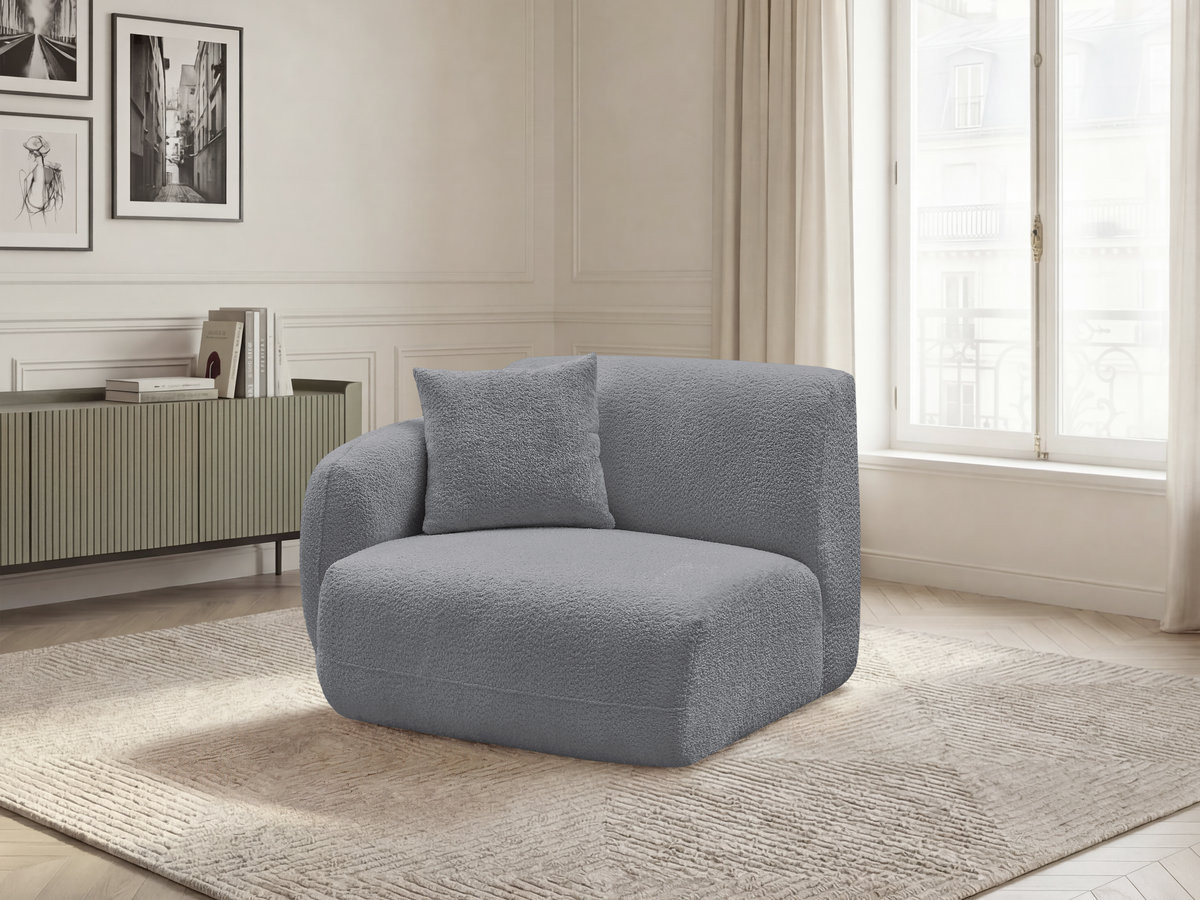 Bobochic Anda Sofamodul 1-Sitzer 104 × 103 cm Chenille Grau Ecke links