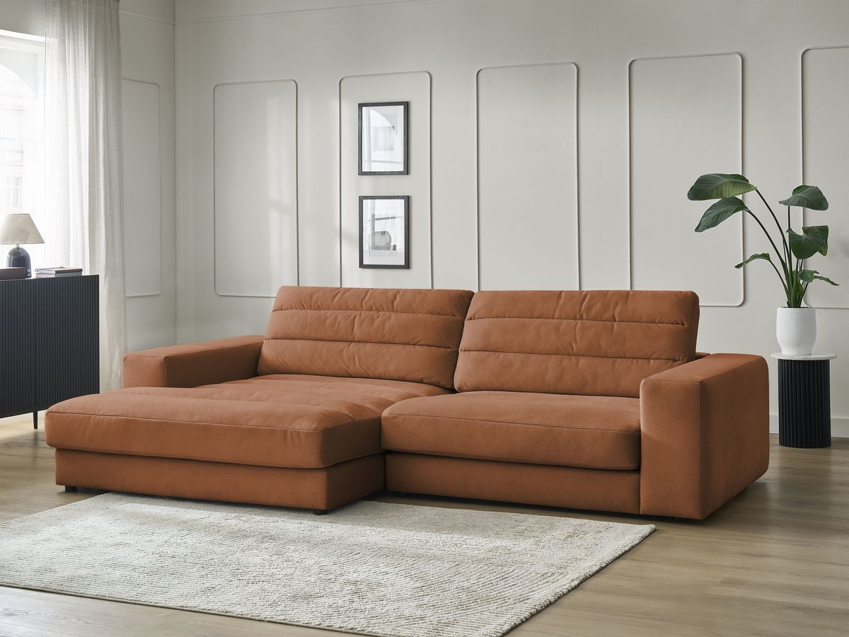 Bobochic Sierra Ecksofa Samt Orange Ecke links