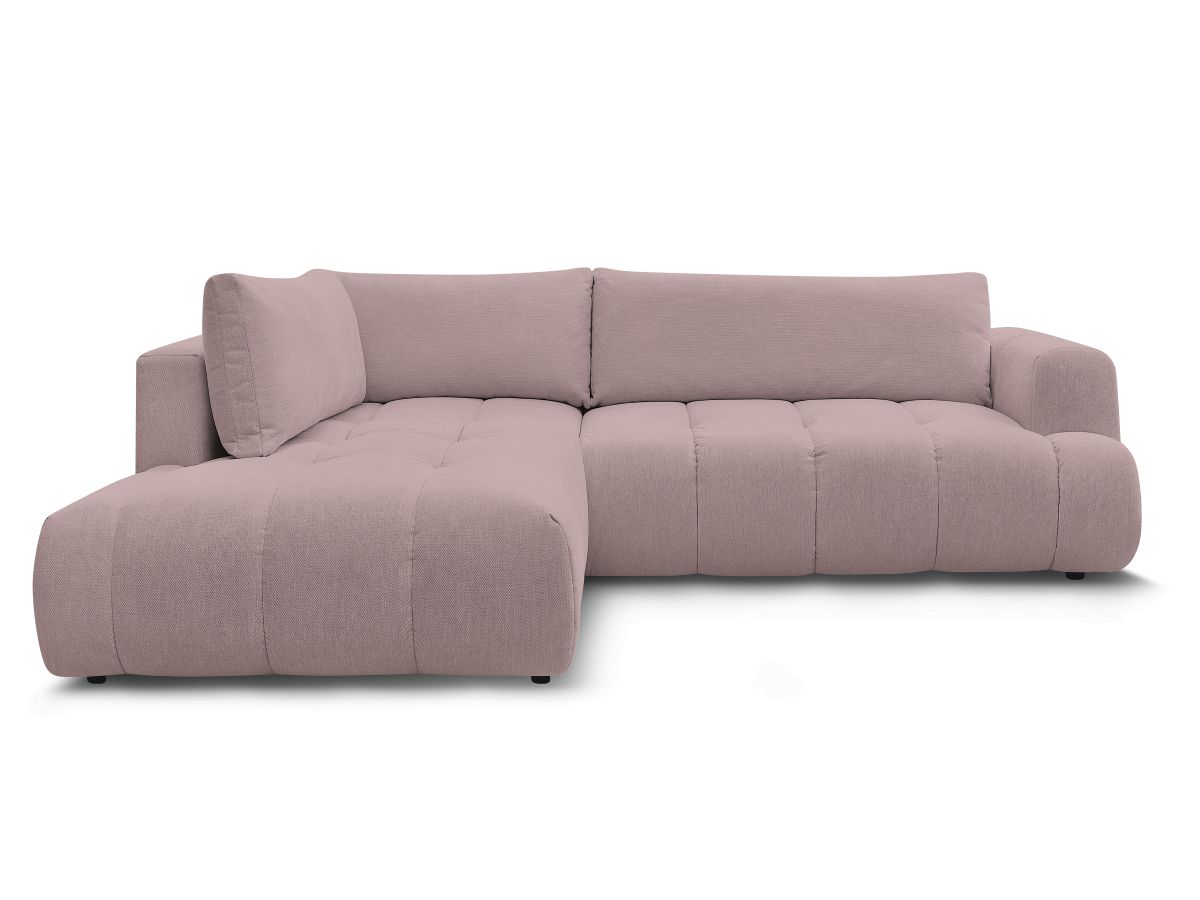 Bobochic Fuji Ecksofa mit Schlaffunktion und Bettkasten 282 × 204 cm Stoff Rosa Ecke links