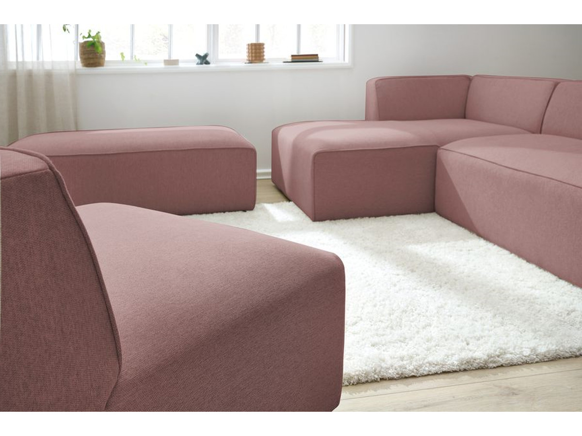 Bobochic Megeve Ecksofa mit Pouf Melange-Stoff Rosa Ecke links