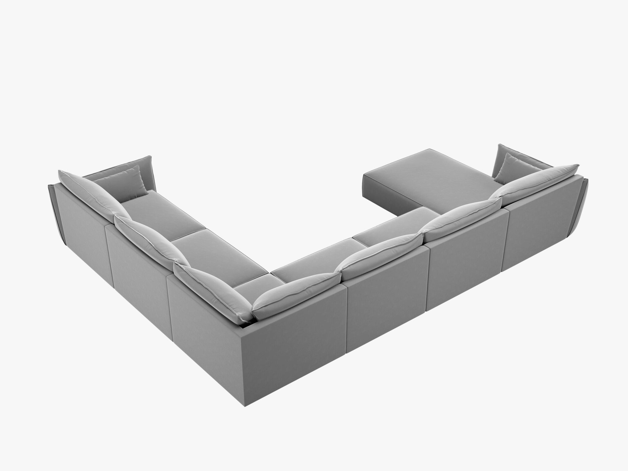 Micadoni Panorama-Ecksofa Kaelle 8-Sitzer Rechts Samt Bluvel Grau