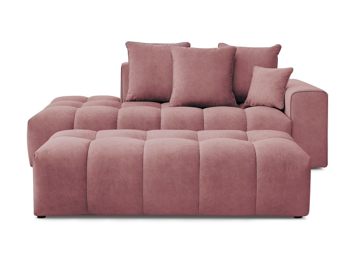 Bobochic Mont-blanc Sofa 5-Sitzer mit Pouf Samt Rosa Armlehne rechts