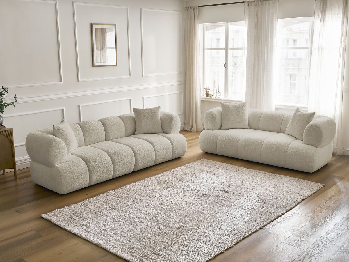 Bobochic Pamira Sofa 5-Sitzer Bouclé-Stoff Beige
