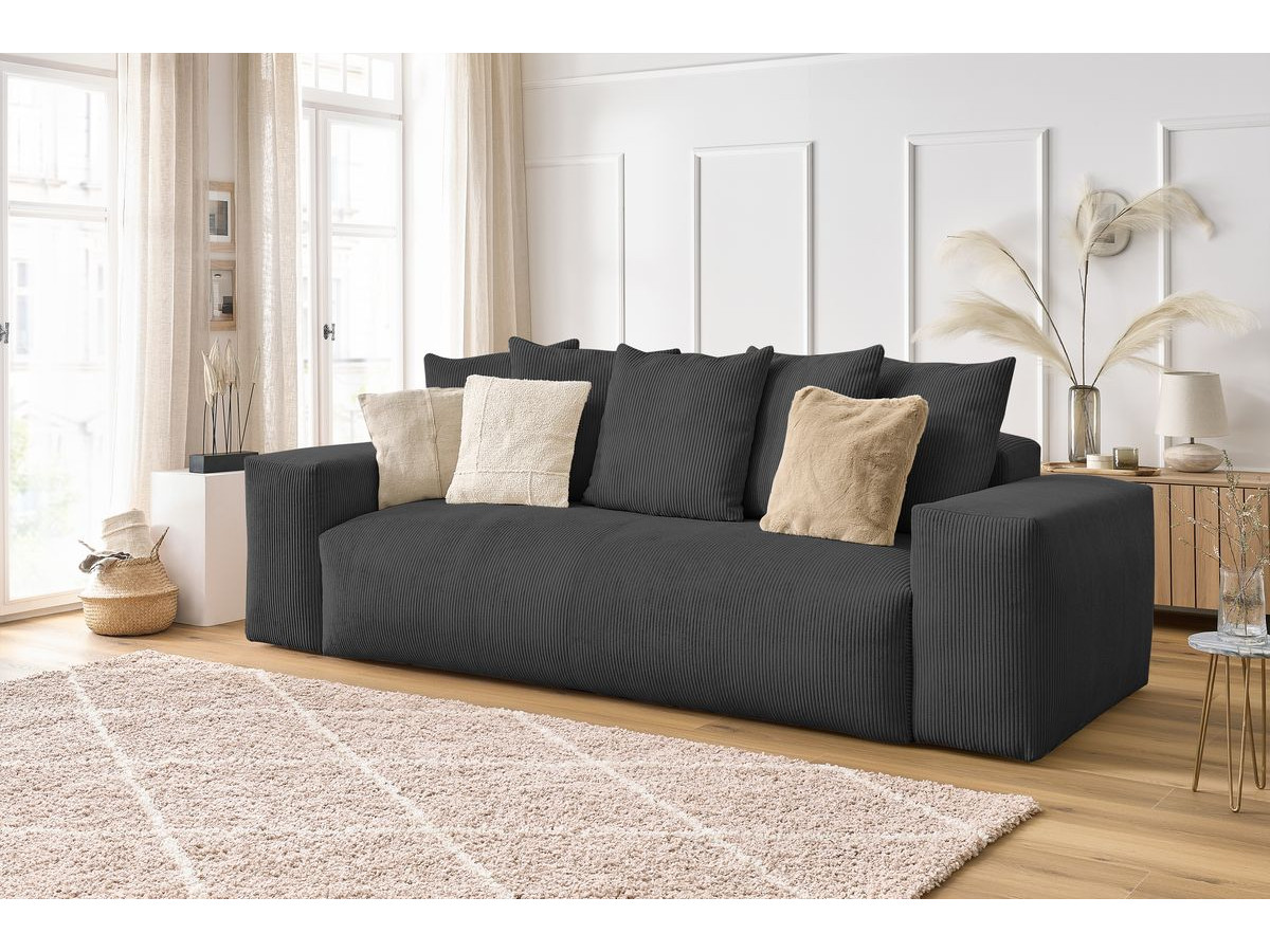 Bobochic Voltaire Sofa 3-Sitzer 280 × 124 cm Cordsamt Dunkelgrau