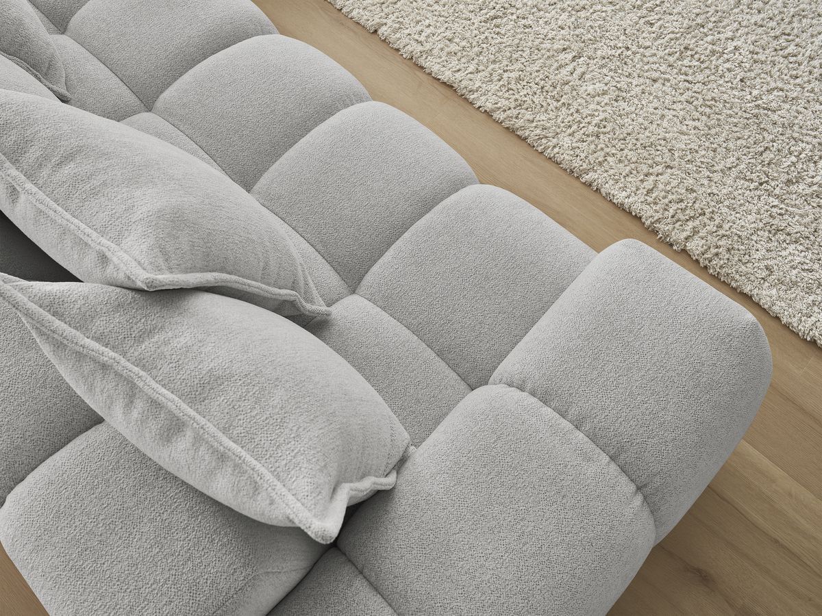 Bobochic Everest Ecksofa, 10 Kissen Melange-Stoff Hellgrau Ecke rechts