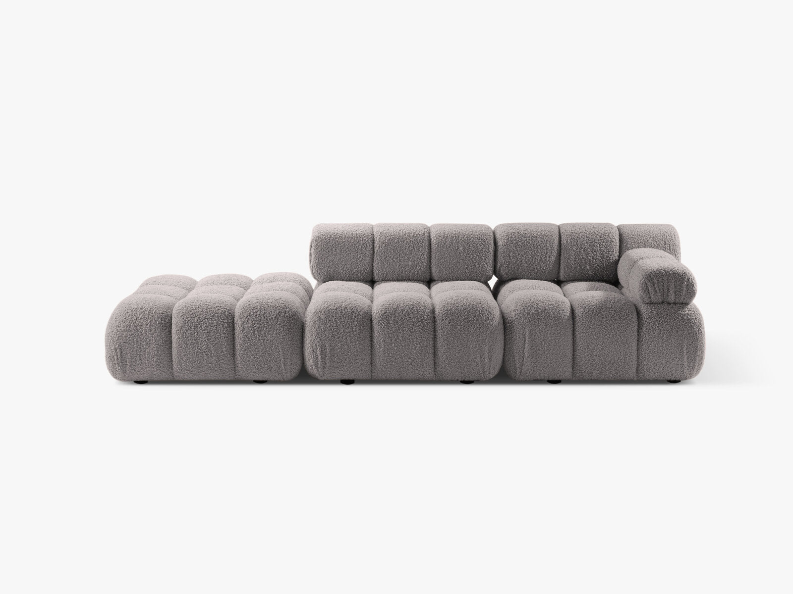 Micadoni Modulares Sofa Bellis 4-Sitzer Links Boucle Rolf Hellgrau