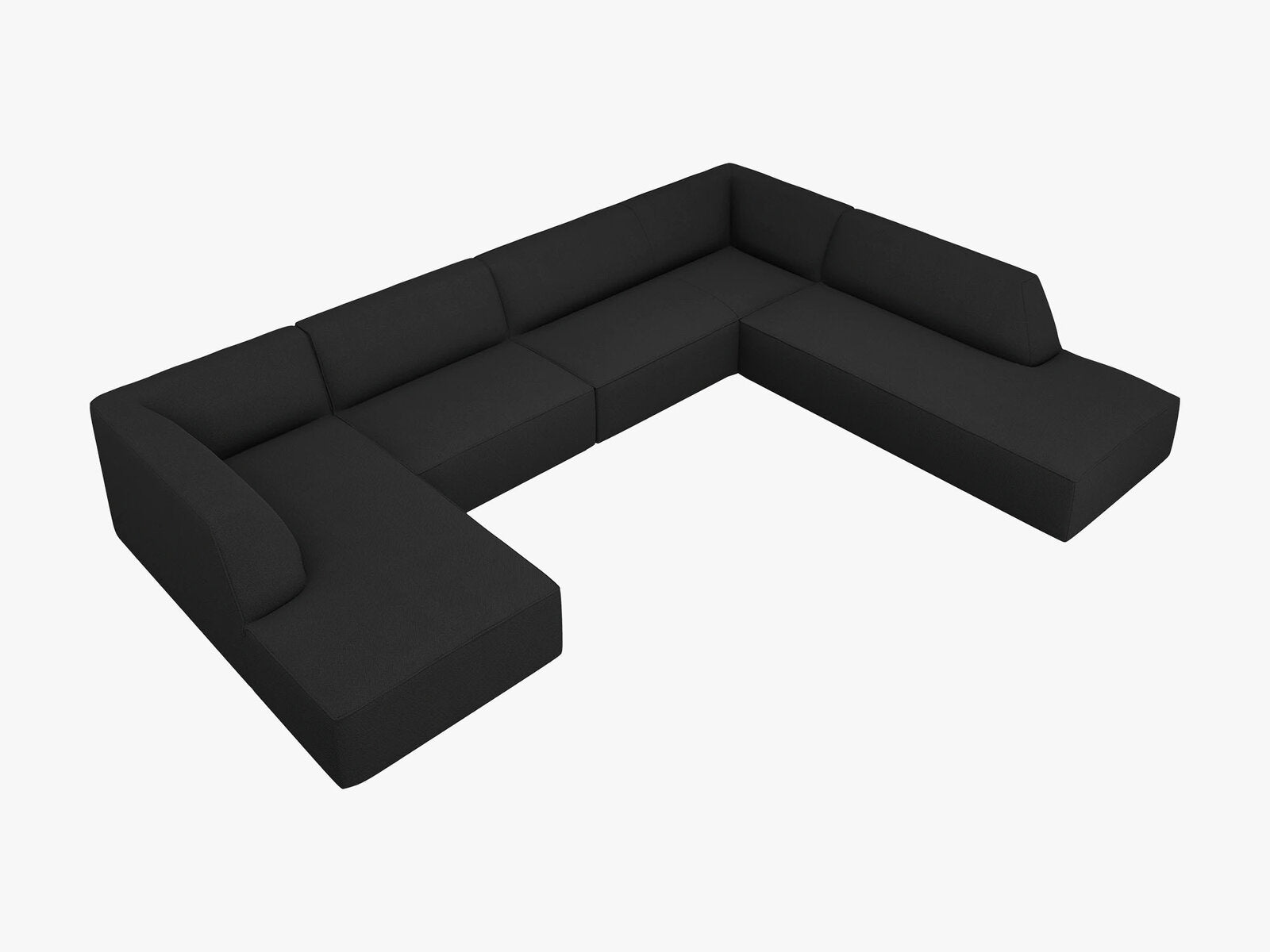 Micadoni Panorama-Ecksofa Ruby 7-Sitzer Rechts Strukturierter Stoff Ottawa Schwarz