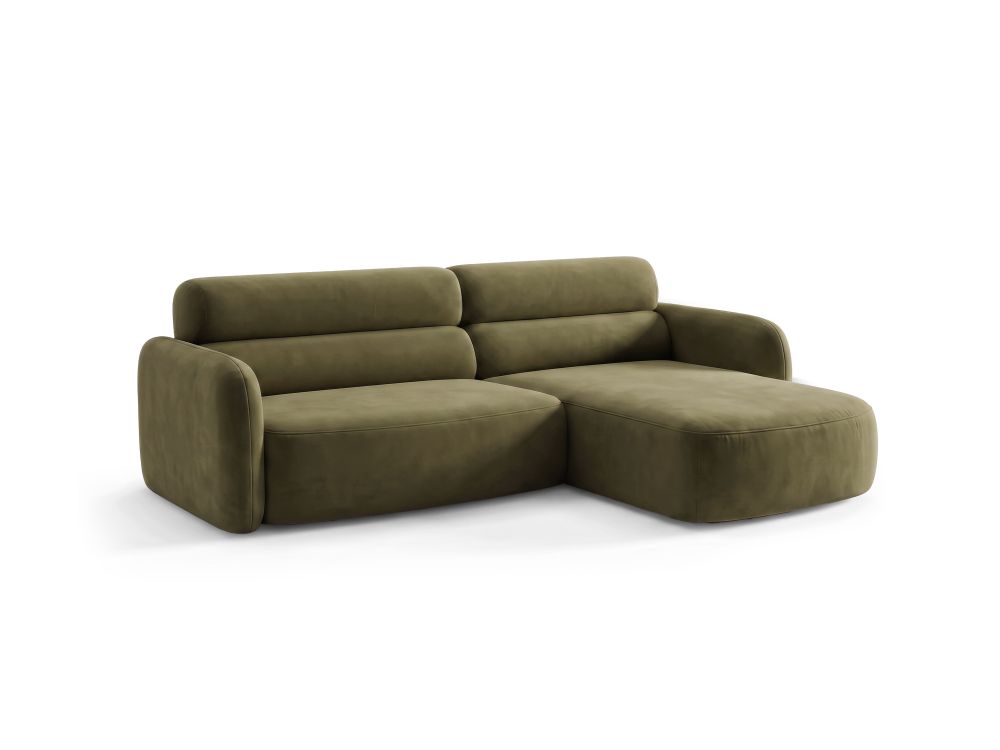 Cosmopolitan Design Ecksofa Malmo 3-Sitzer Samt Bluvel Grün Rechts