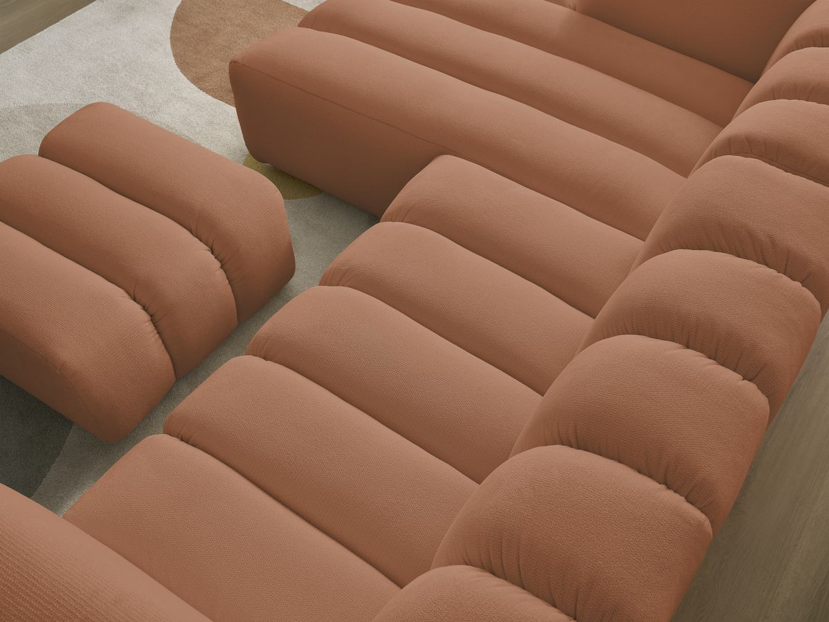 Bobochic Talia Ecksofa mit Pouf Melange-Stoff Orange Ecke links
