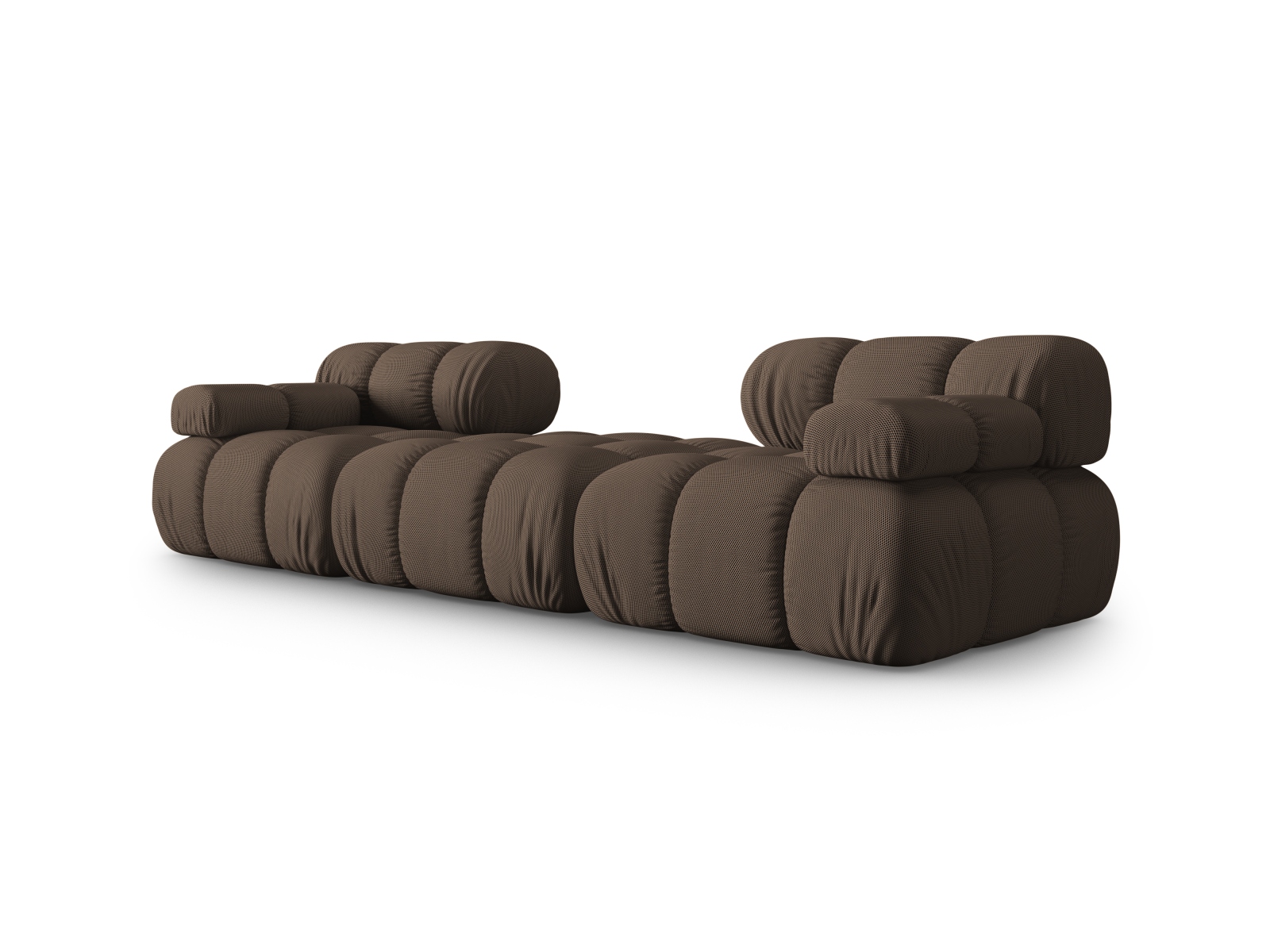 Micadoni Modulares Sofa Bellis 3-Sitzer mit flachem Modul 3D-Stoff Sonic Braun