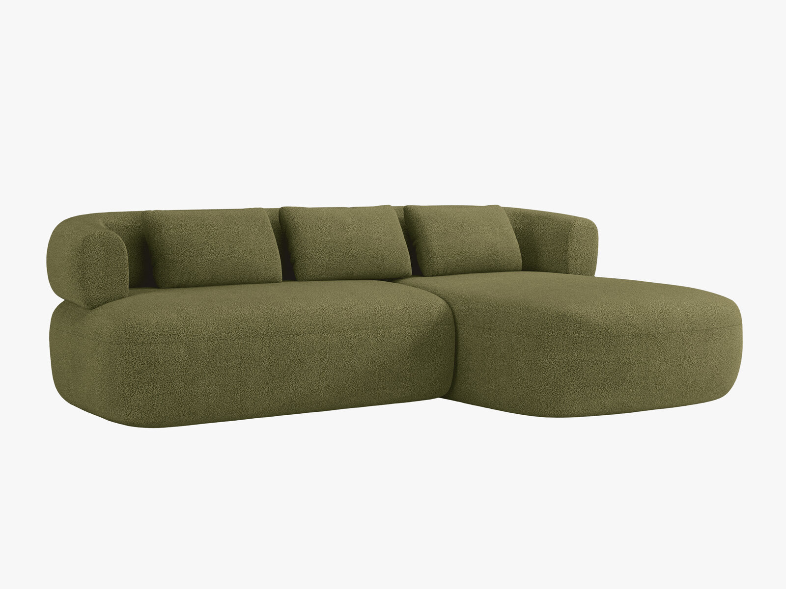 Micadoni 5-Sitzer Ecksofa Jenny Rechts Boucle Now or Never Grün