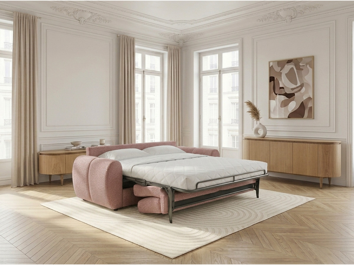 Bobochic Fuji Schlafsofa 3-Sitzer Stoff Rosa