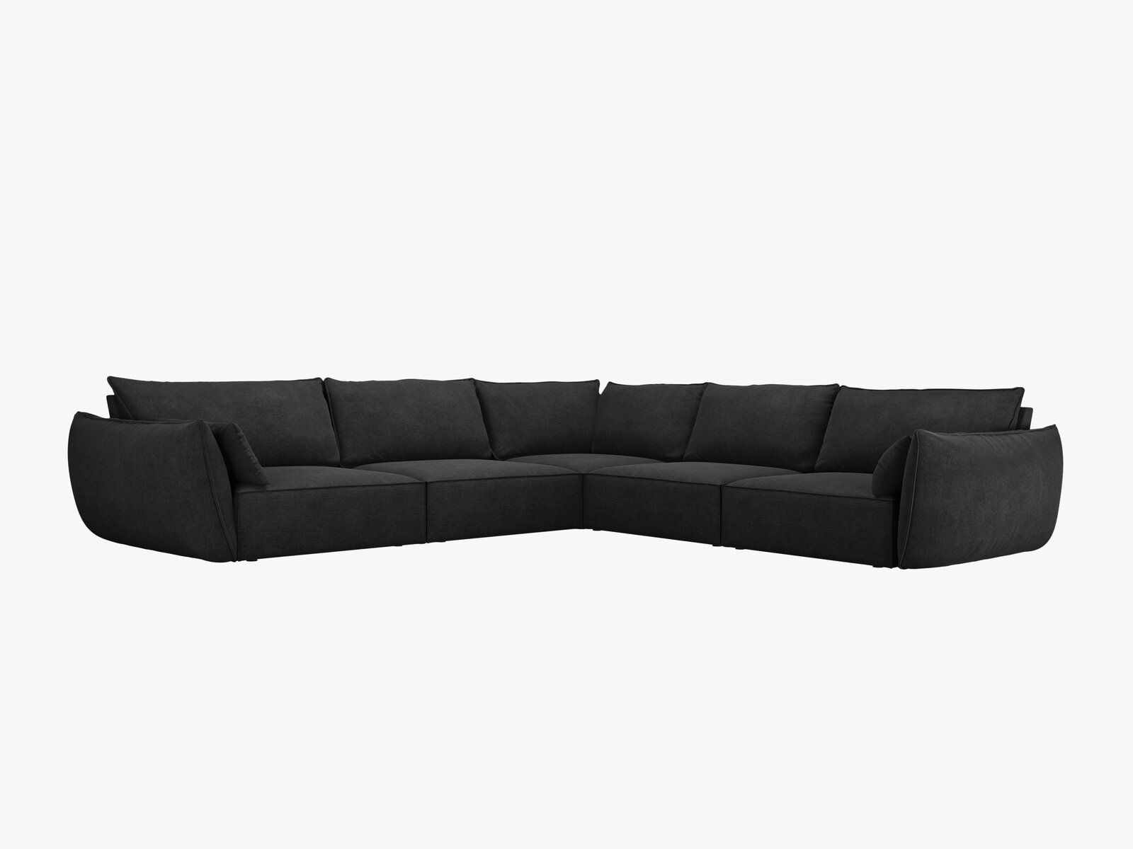 Micadoni Ecksofa Kaelle 7-Sitzer Chenille Over The Horizon Schwarz