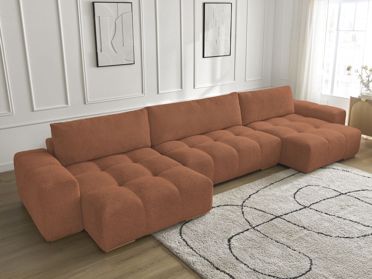 Bobochic Anakin Wohnlandschaft, 3 Kissen Bouclé-Stoff Orange