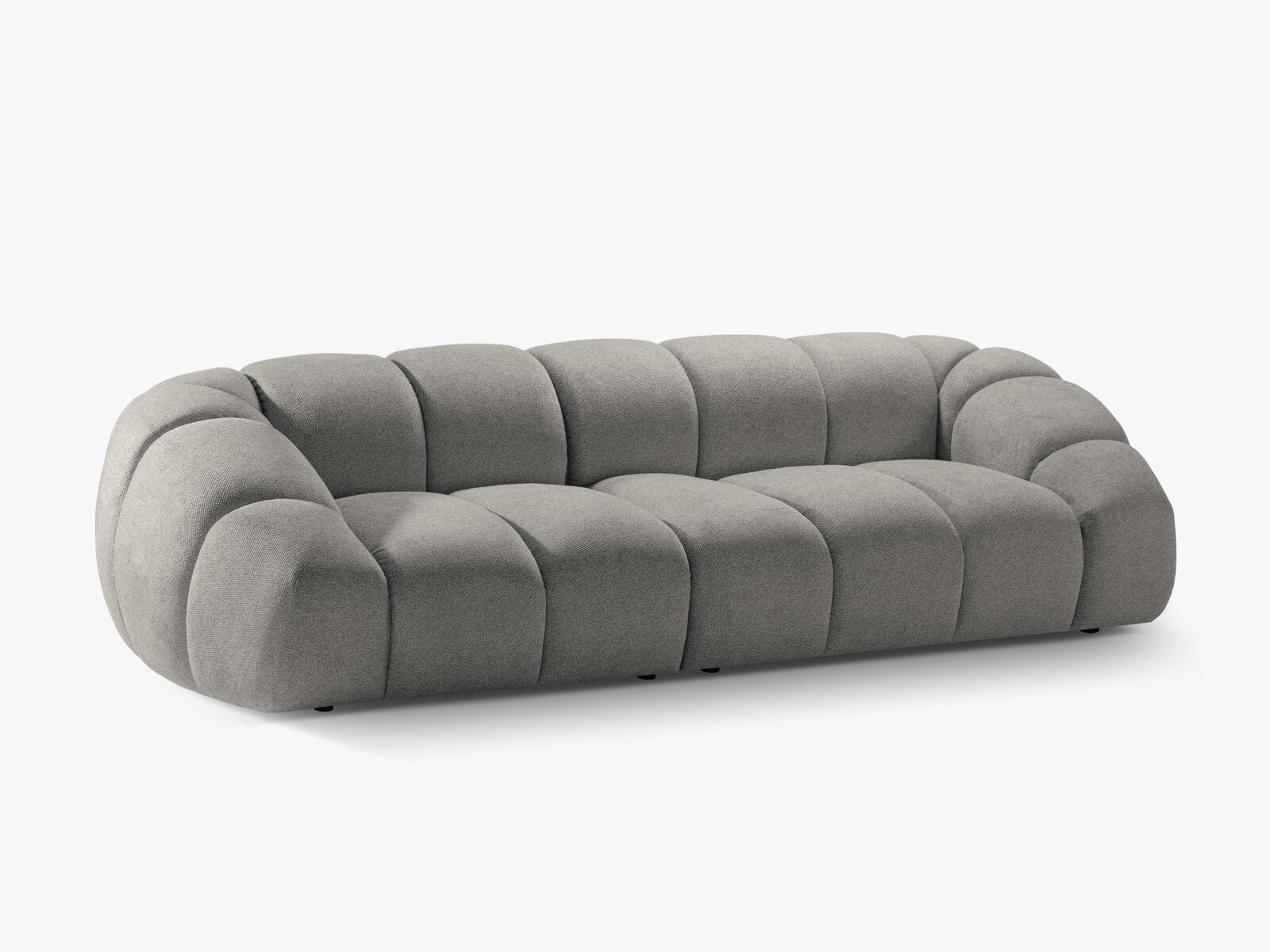 Micadoni Sofa Diana 4-Sitzer Strukturierter Samtstoff Hellgrau