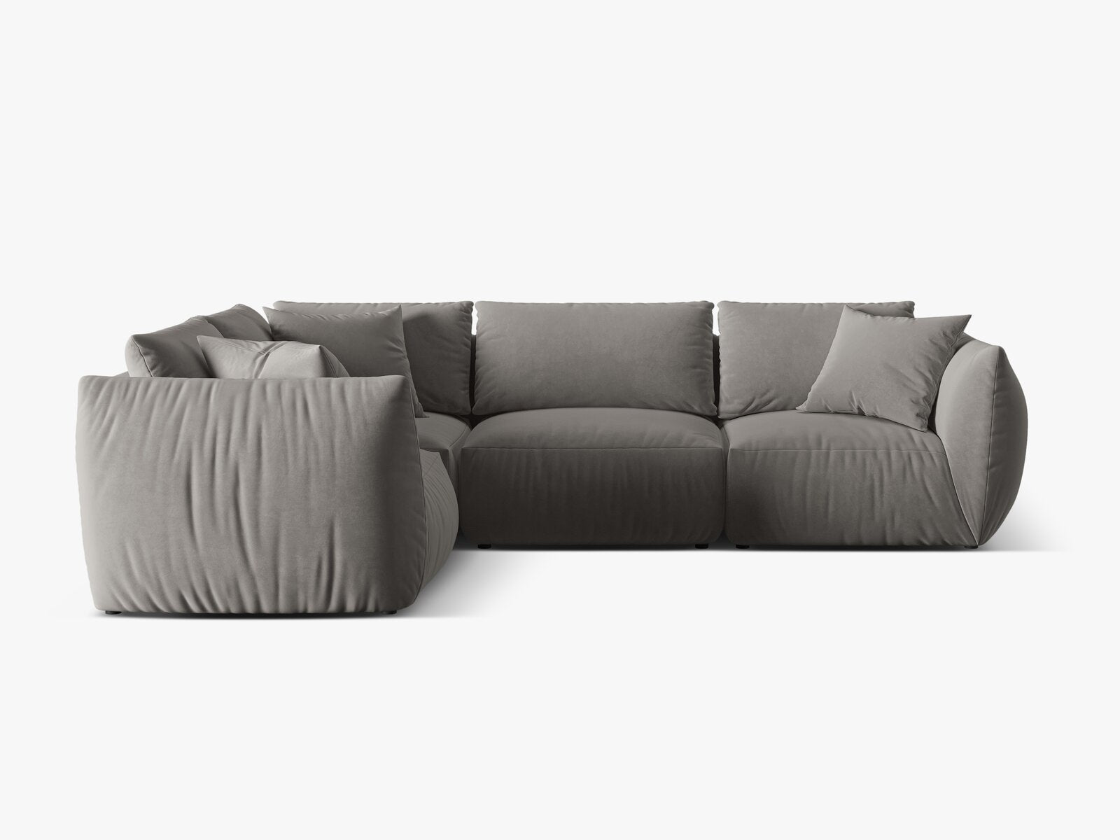 Micadoni Ecksofa Chris 4-Sitzer Links Samt Grau