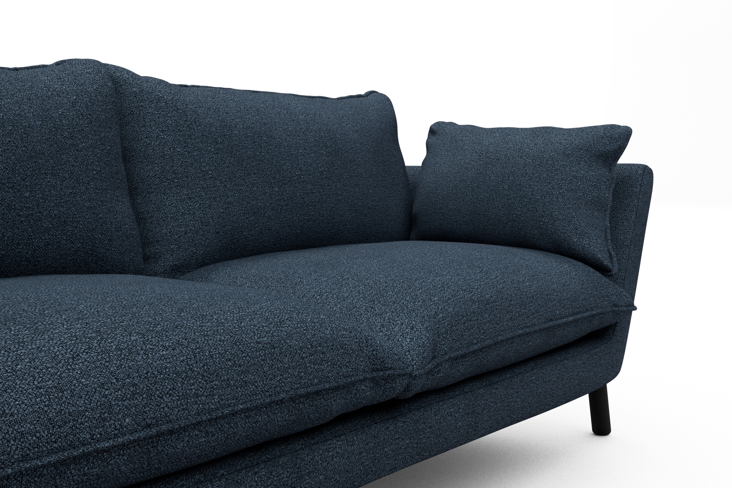Sofa Emil PREMIUM 3-Sitzer Beinfarbe Eiche Schwarz Boucle-Blue